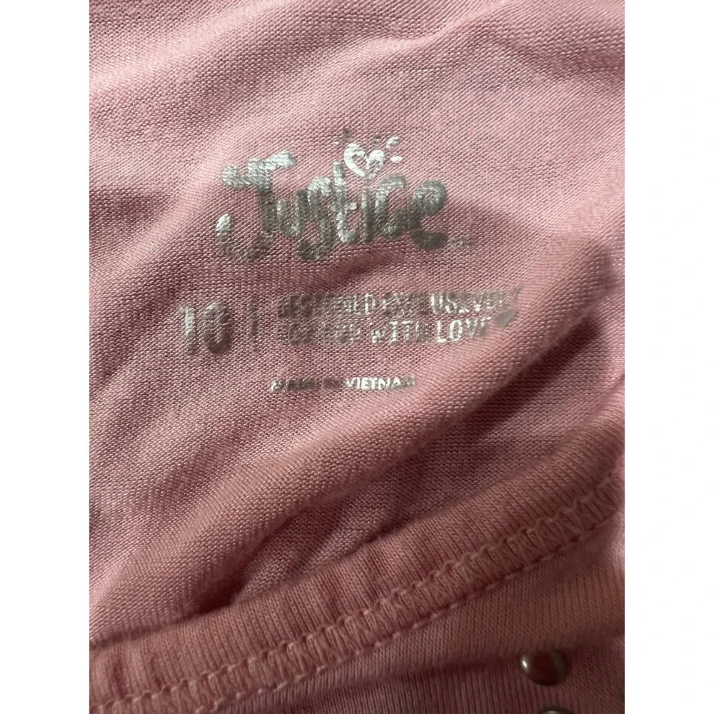 Justice Girls Pink Studded Heart Tank Top Sharkbite Hem Keyhole Back Size 10
